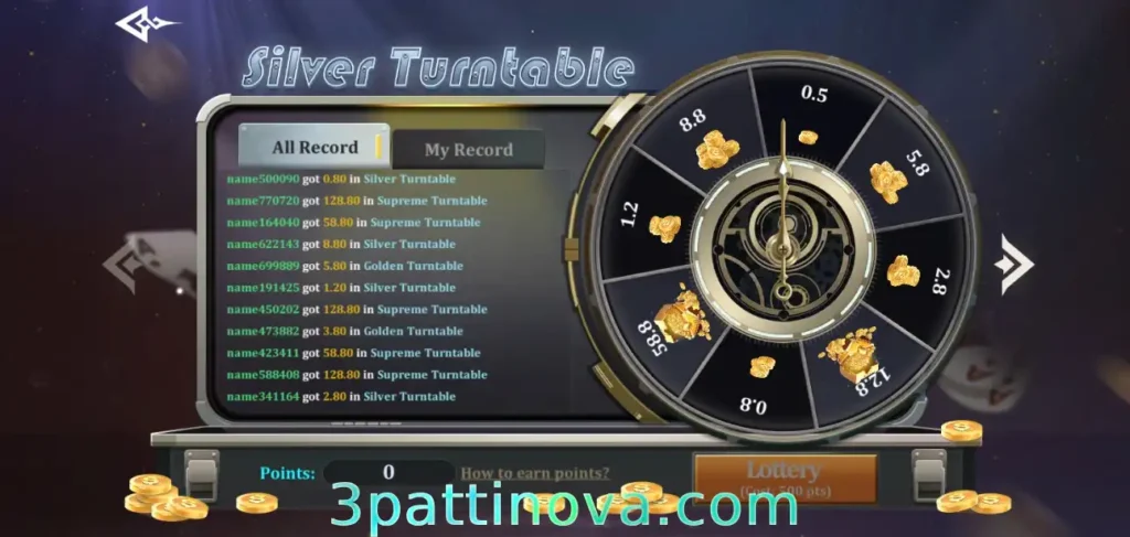 Shows another type of wheel prize draw that requires points to win